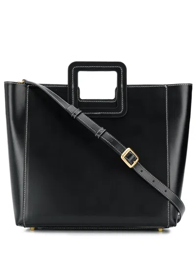 Staud Square Handle Tote Bag In Black