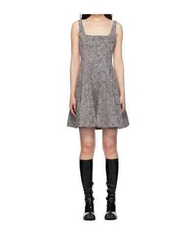 Staud Square-neck Mini Dress In Gray