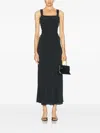 Staud Nic Ruched Washed-silk Maxi Dress In Black
