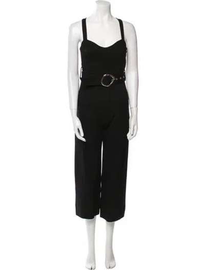 Pre-owned Staud Square Neckline Jumpsuit In Black