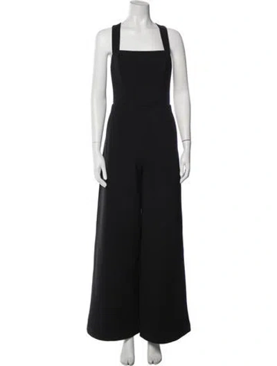 Pre-owned Staud Square Neckline Jumpsuit In Black
