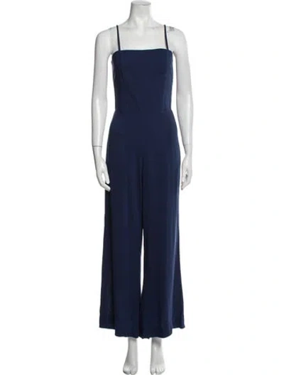 Pre-owned Staud Square Neckline Jumpsuit In Blue