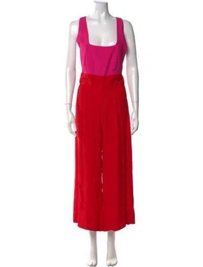 Pre-owned Staud Square Neckline Jumpsuit In Multi