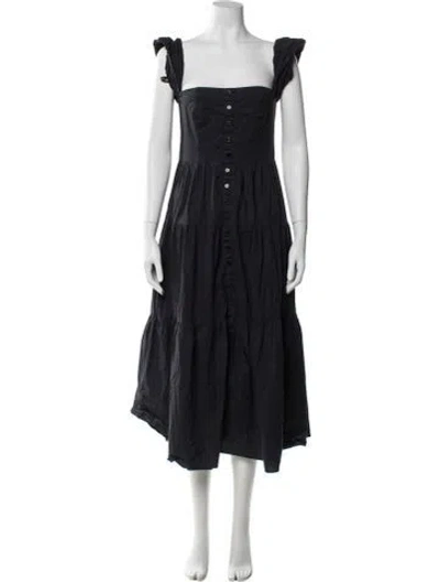 Pre-owned Staud Square Neckline Knee-length Dress In Blue
