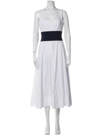Pre-owned Staud Square Neckline Knee-length Dress In Neutral