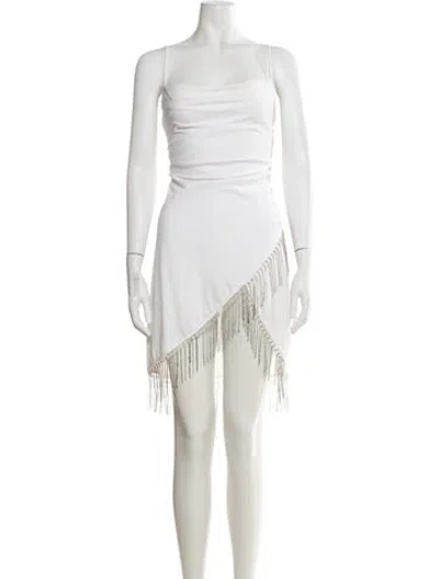 Pre-owned Staud Square Neckline Knee-length Dress In White