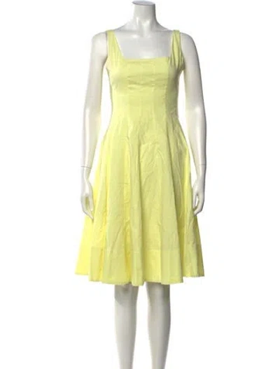 Pre-owned Staud Square Neckline Knee-length Dress In Yellow