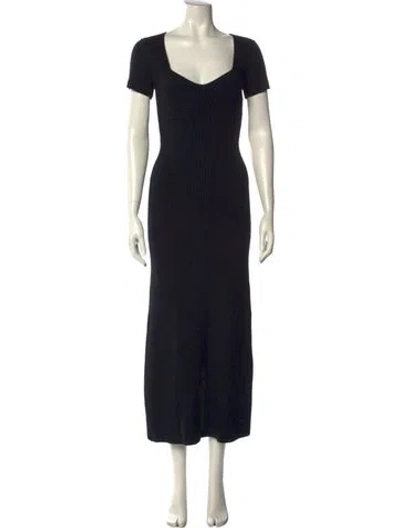Pre-owned Staud Square Neckline Long Dress In Black