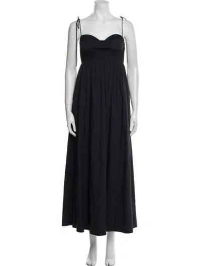 Pre-owned Staud Square Neckline Long Dress In Black