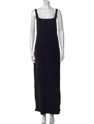 Pre-owned Staud Square Neckline Long Dress In Black