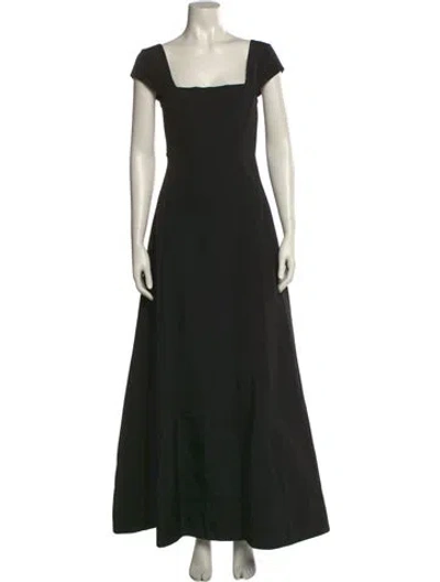 Pre-owned Staud Square Neckline Long Dress In Black