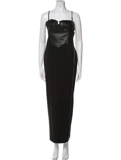 Pre-owned Staud Square Neckline Long Dress In Black