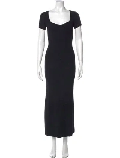 Pre-owned Staud Square Neckline Long Dress In Black