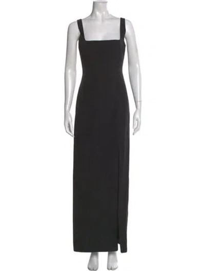 Pre-owned Staud Square Neckline Long Dress In Black