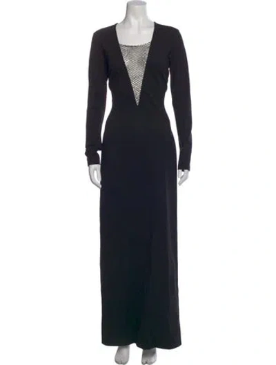 Pre-owned Staud Square Neckline Long Dress In Black