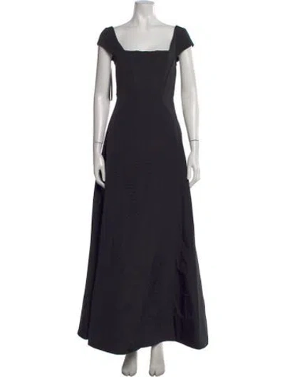 Pre-owned Staud Square Neckline Long Dress In Black
