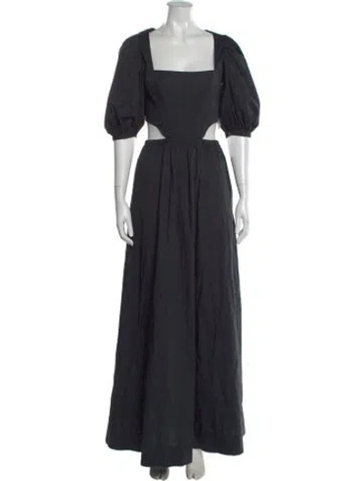 Pre-owned Staud Square Neckline Long Dress In Black