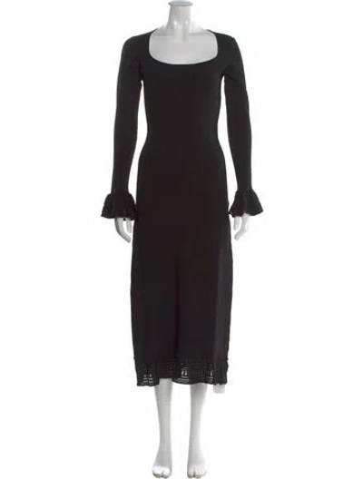 Pre-owned Staud Square Neckline Long Dress In Black