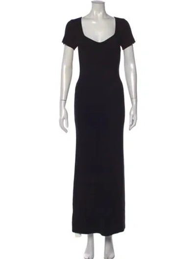 Pre-owned Staud Square Neckline Long Dress In Black