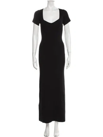 Pre-owned Staud Square Neckline Long Dress In Black