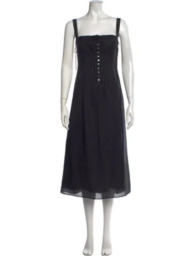 Pre-owned Staud Square Neckline Long Dress In Black