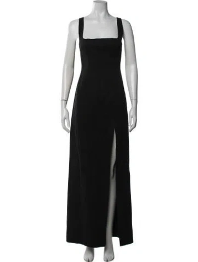 Pre-owned Staud Square Neckline Long Dress In Black