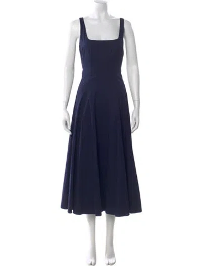 Pre-owned Staud Square Neckline Long Dress In Blue
