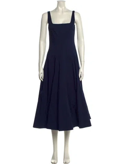Pre-owned Staud Square Neckline Long Dress In Blue