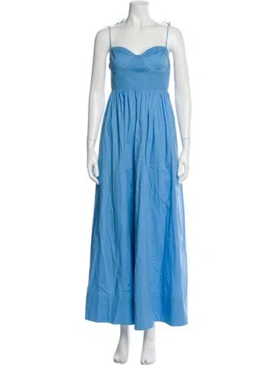 Pre-owned Staud Square Neckline Long Dress In Blue