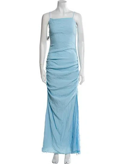 Pre-owned Staud Square Neckline Long Dress In Blue