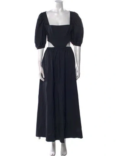 Pre-owned Staud Square Neckline Long Dress In Blue