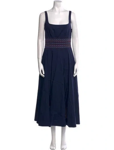 Pre-owned Staud Square Neckline Long Dress In Blue
