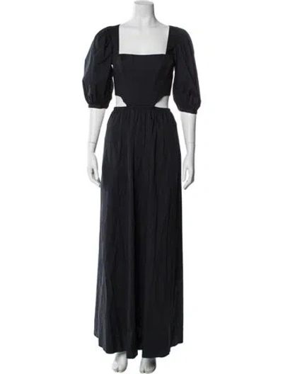 Pre-owned Staud Square Neckline Long Dress In Blue