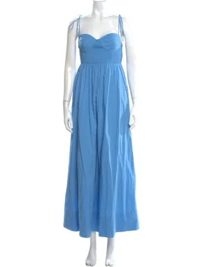 Pre-owned Staud Square Neckline Long Dress In Blue