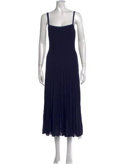 Pre-owned Staud Square Neckline Long Dress In Blue