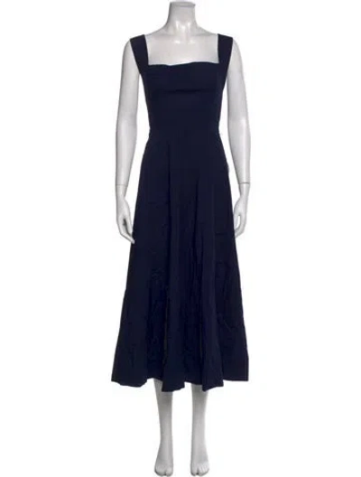 Pre-owned Staud Square Neckline Long Dress In Blue