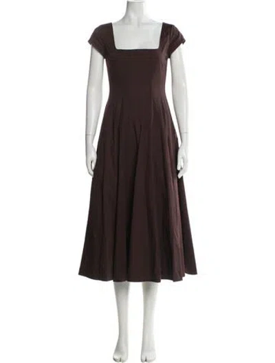 Pre-owned Staud Square Neckline Long Dress In Brown