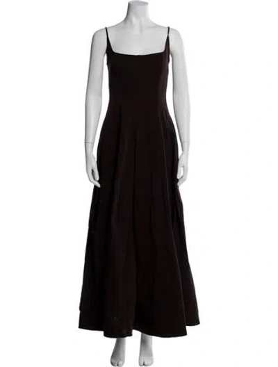 Pre-owned Staud Square Neckline Long Dress In Brown
