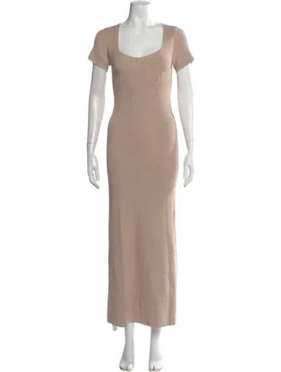 Pre-owned Staud Square Neckline Long Dress In Brown