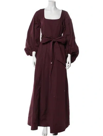 Pre-owned Staud Square Neckline Long Dress In Burgundy