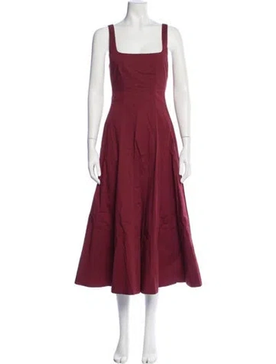 Pre-owned Staud Square Neckline Long Dress In Burgundy
