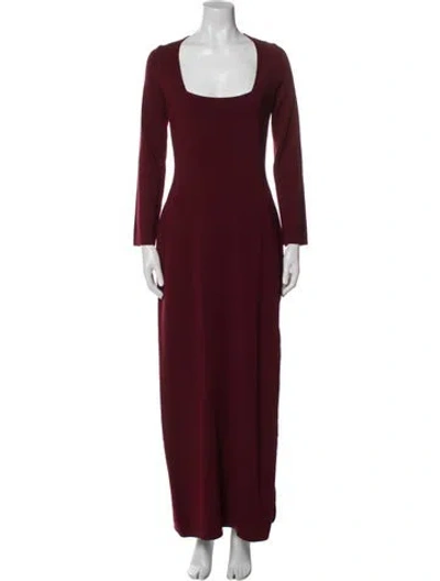 Pre-owned Staud Square Neckline Long Dress In Burgundy