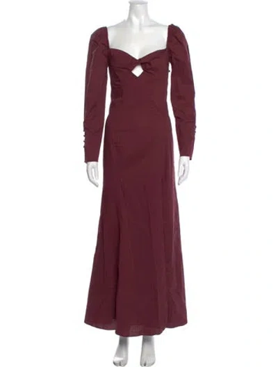 Pre-owned Staud Square Neckline Long Dress In Burgundy
