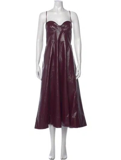 Pre-owned Staud Square Neckline Long Dress In Burgundy