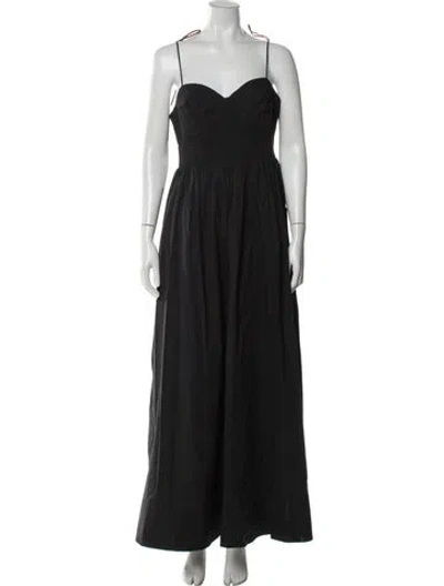 Pre-owned Staud Square Neckline Long Dress In Gray