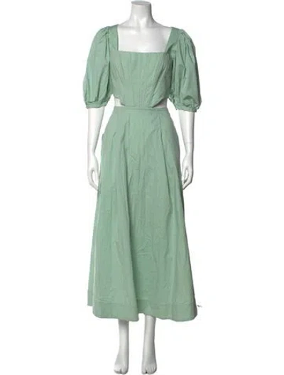 Pre-owned Staud Square Neckline Long Dress In Green