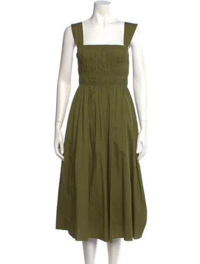Pre-owned Staud Square Neckline Long Dress In Green