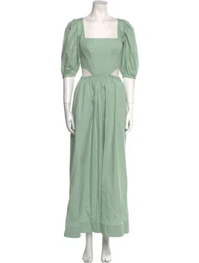 Pre-owned Staud Square Neckline Long Dress In Green