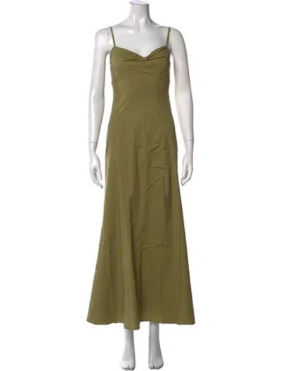 Pre-owned Staud Square Neckline Long Dress In Green