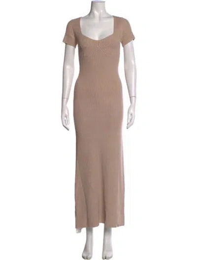 Pre-owned Staud Square Neckline Long Dress In Neutrals